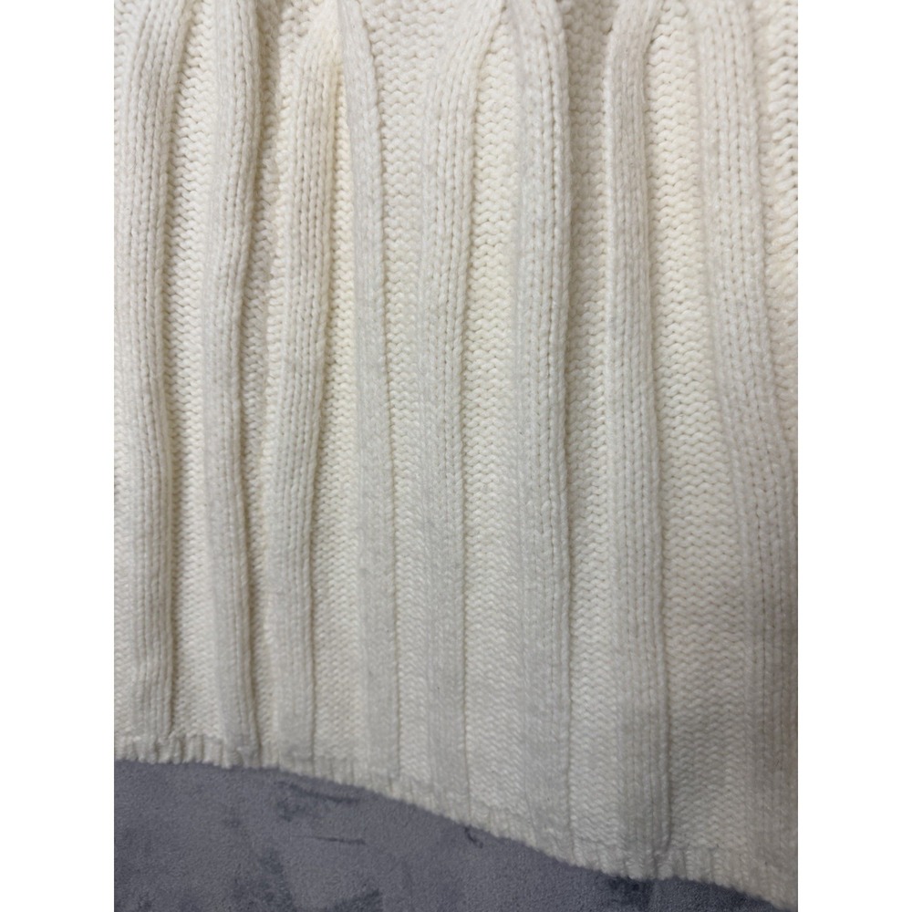 Lands End Cable Knit Crew Neck Sweater Womens 1X 16W-18W Off White Chunky - Picture 5 of 10